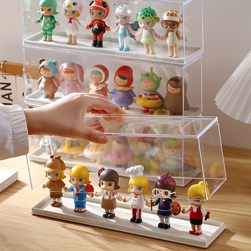  Funko Pop vitrina de acrílico con 2 estantes de escalera, caja  de almacenamiento transparente a prueba de polvo para coleccionables,  figuras de acción, figuras en miniatura, color blanco (12.4 x 7
