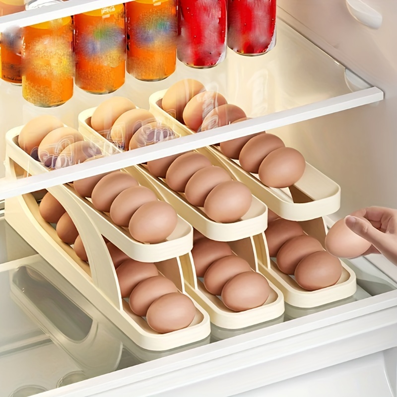 Rolldown Refrigerator Egg Dispenser, Holder For Fridge Storage, One Size,  White - Temu