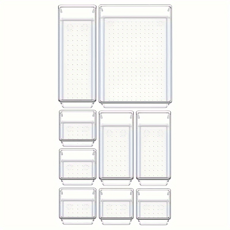 Chefstory 23 Pcs Clear Plastic Drawer Organizers Set, 4-Size Versatile Bathroom and Vanity