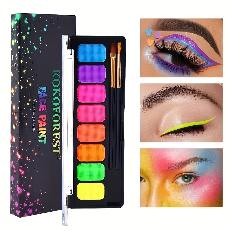 Water Activated Eyeliner Palette, Matte And Uv Glow Graphic Eyeliner,  Highly Pigmented Face Body Paint Makeup, With Eye Liner Brush Set - Temu  Hungary