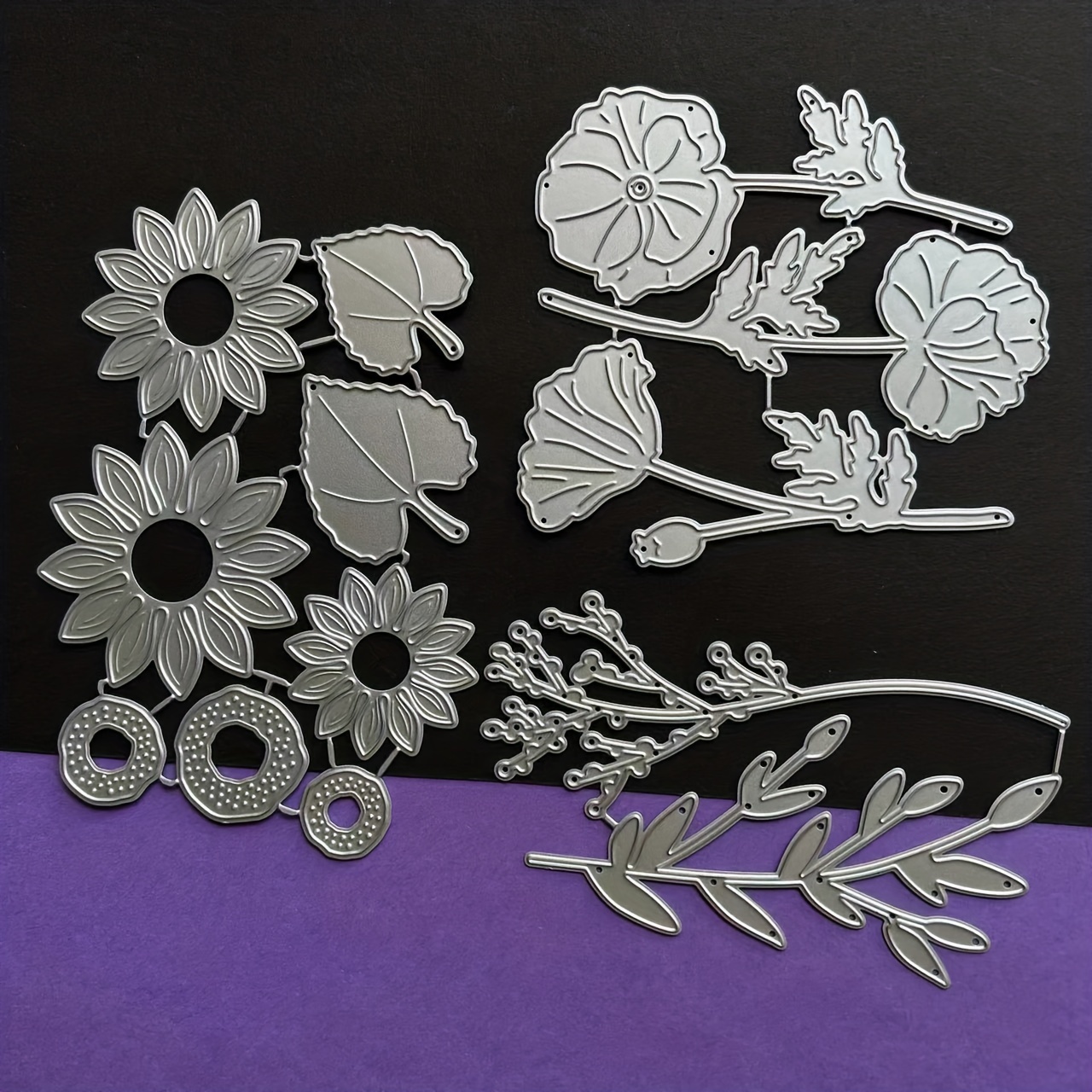 Flower And Leaves Dies Cuts Metal Cutting Dies For Card - Temu