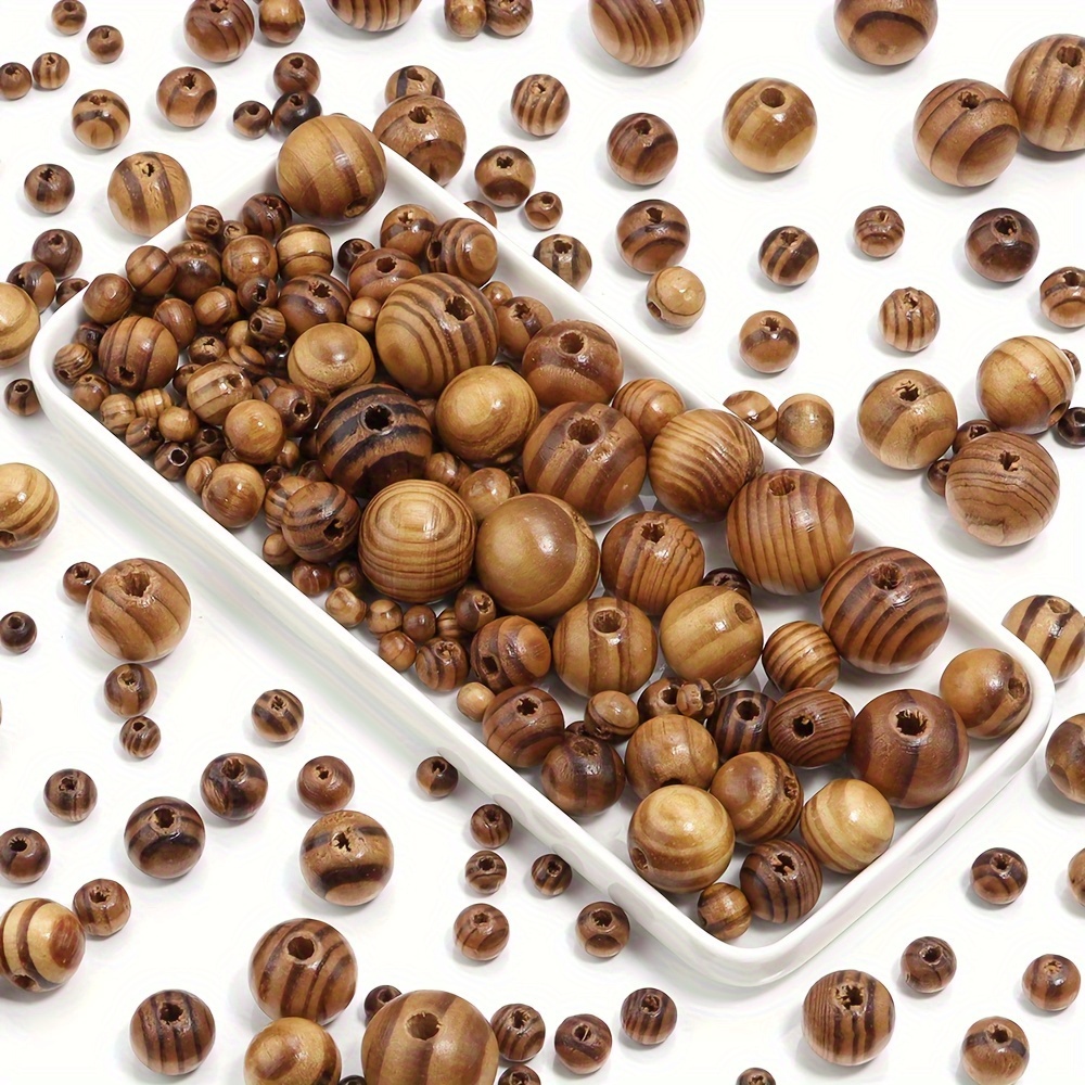 

40-300pcs 6-20mm Pine Wooden Beads, For Diy Jewelry Bracelet, Necklace Handicrafts Accessories