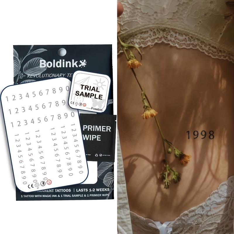 

Boldink Revolutionary Technology Tattoos, Semi-permanent Tattoos, Diy Numbers, Year, Date Temporary Tattoos, Fake Tattoos, Water-resistant, Authentic Tattoo Look, Plant-based, Tattoo, X063