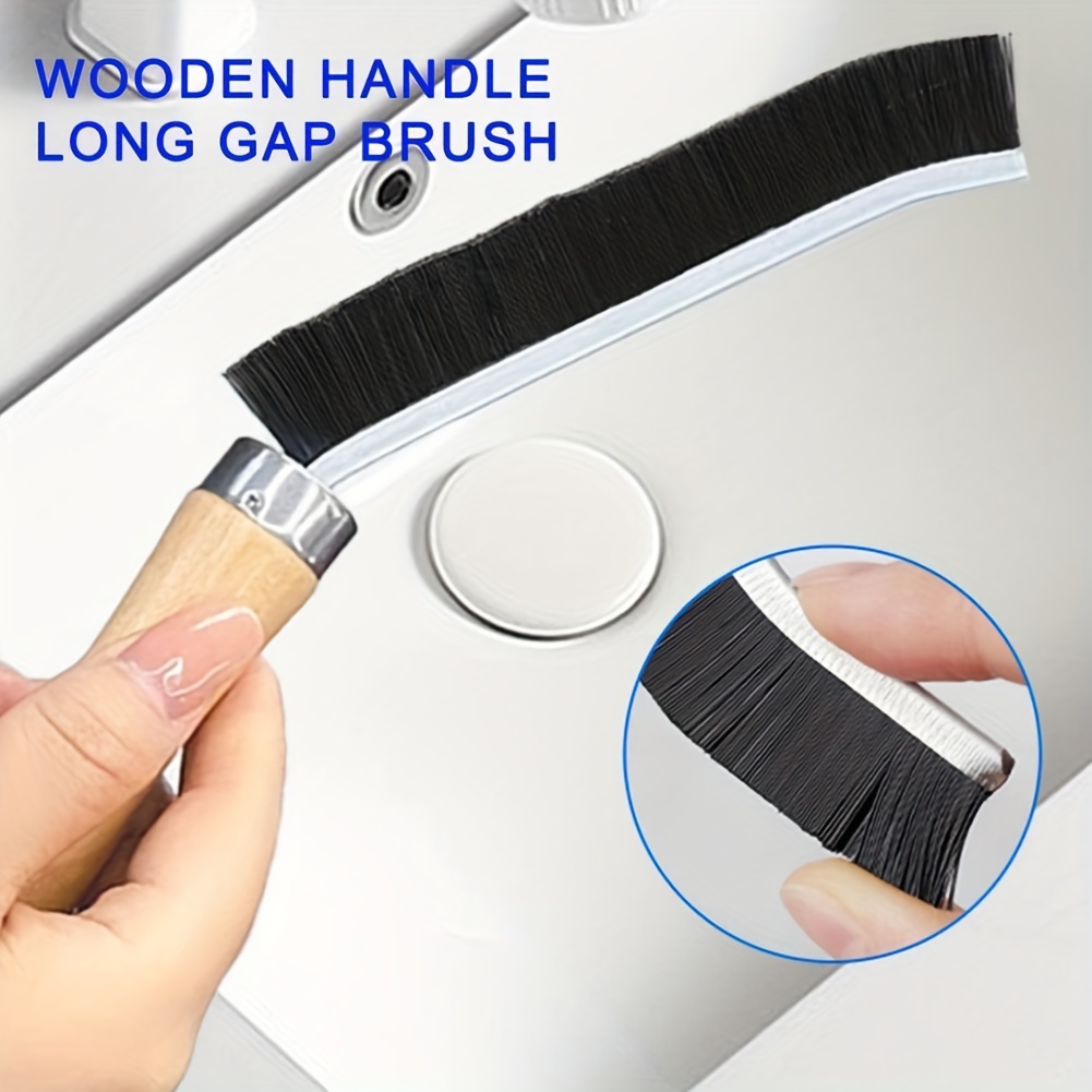 Groove Cleaning Brush With Wooden Handle Hard Bristle Brush - Temu