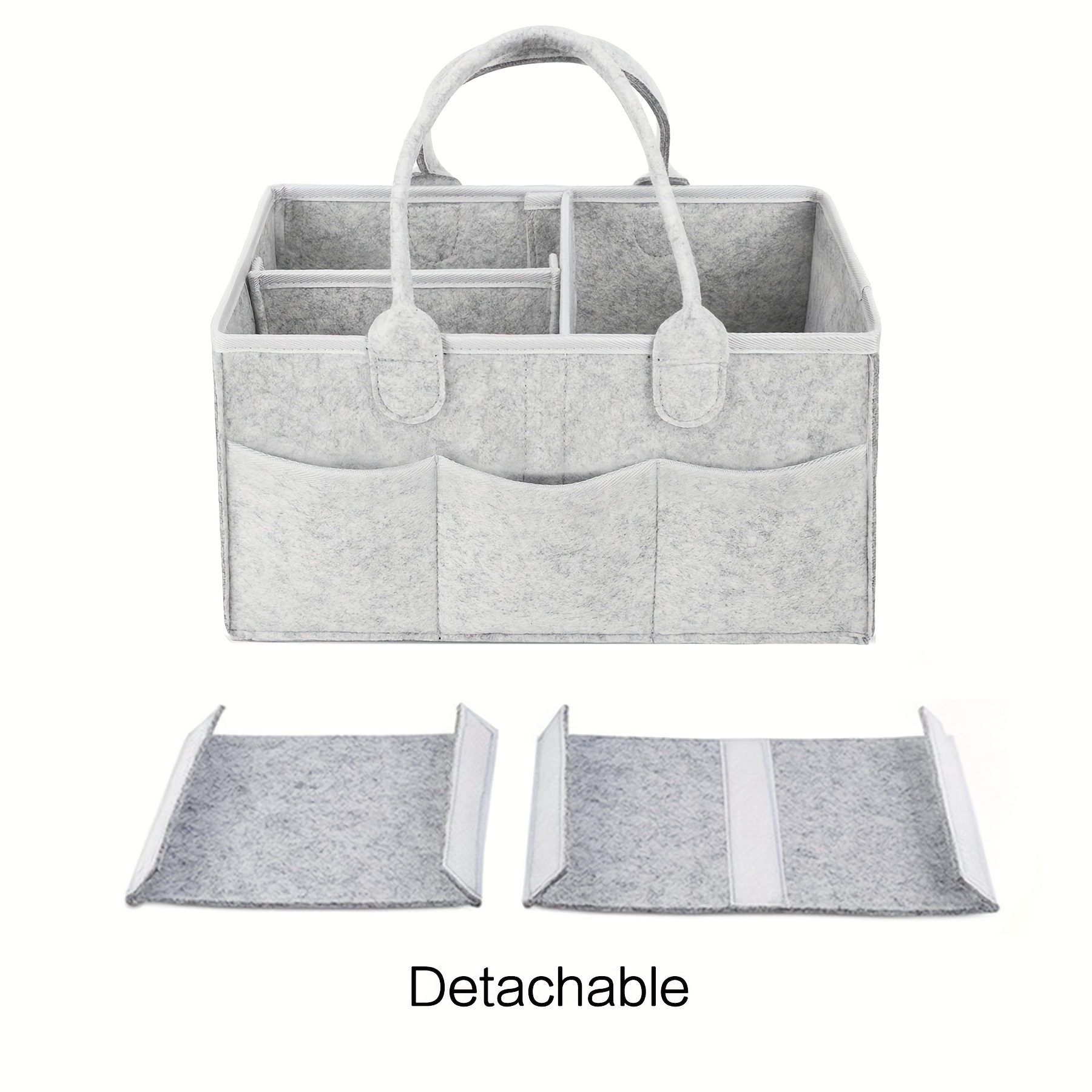 Diaper Organizer With Lid For Baby Stuff, Felt Diaper Bag Organizer, Diaper  Caddy Nursery Basket, Tote Bag, Mommy Handy Organizer, Baby Accessories,  Stroller Diaper Organizer Portable Car Travel Gray,halloween, Thanksgiving  And Christmas