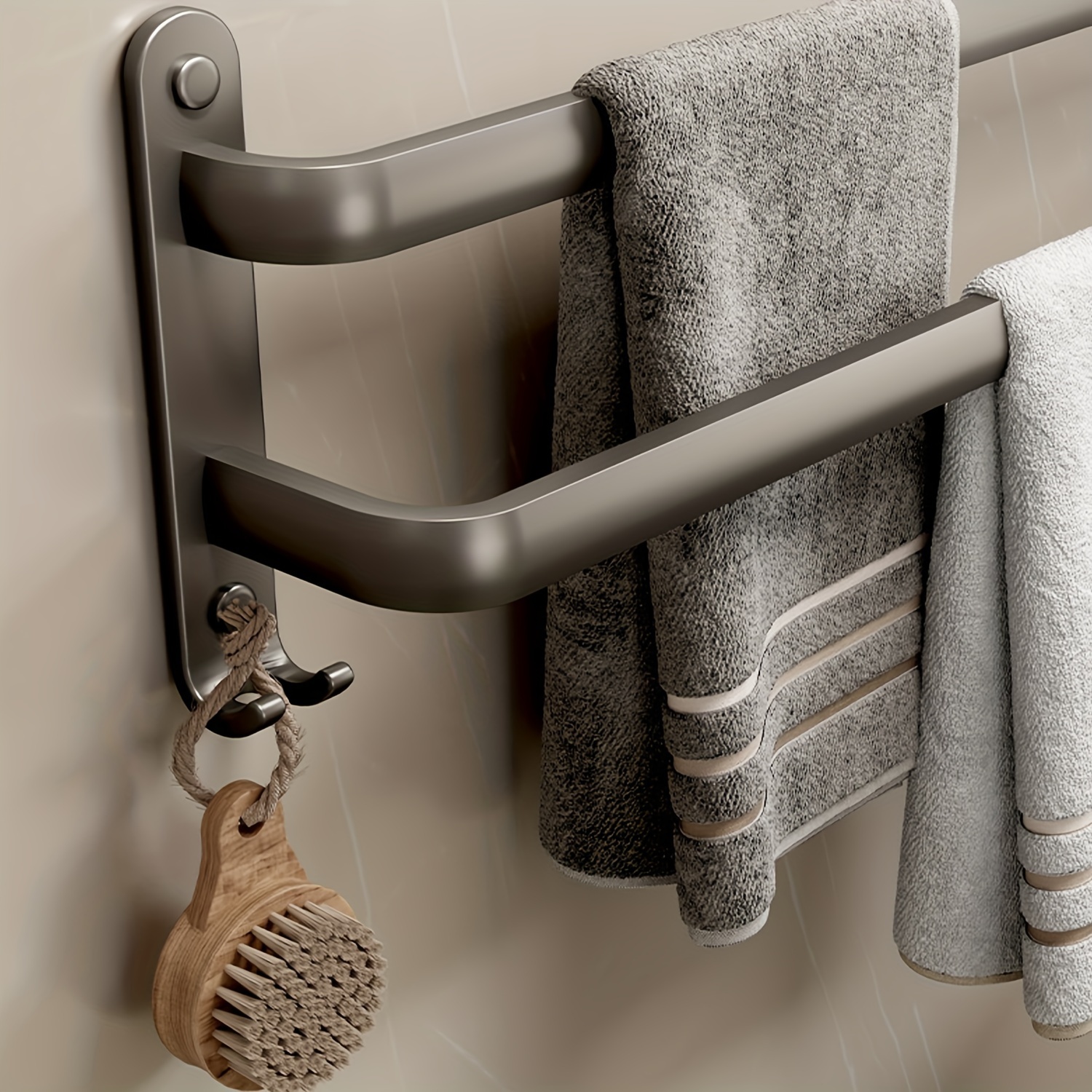 Punch-free Bathroom Towel Rack, Toilet Shelf Towel Bar, Stick Wall Hanging  Towel Storage Rack, Suitable For Towel Bath Towel Storage And Finishing -  Temu