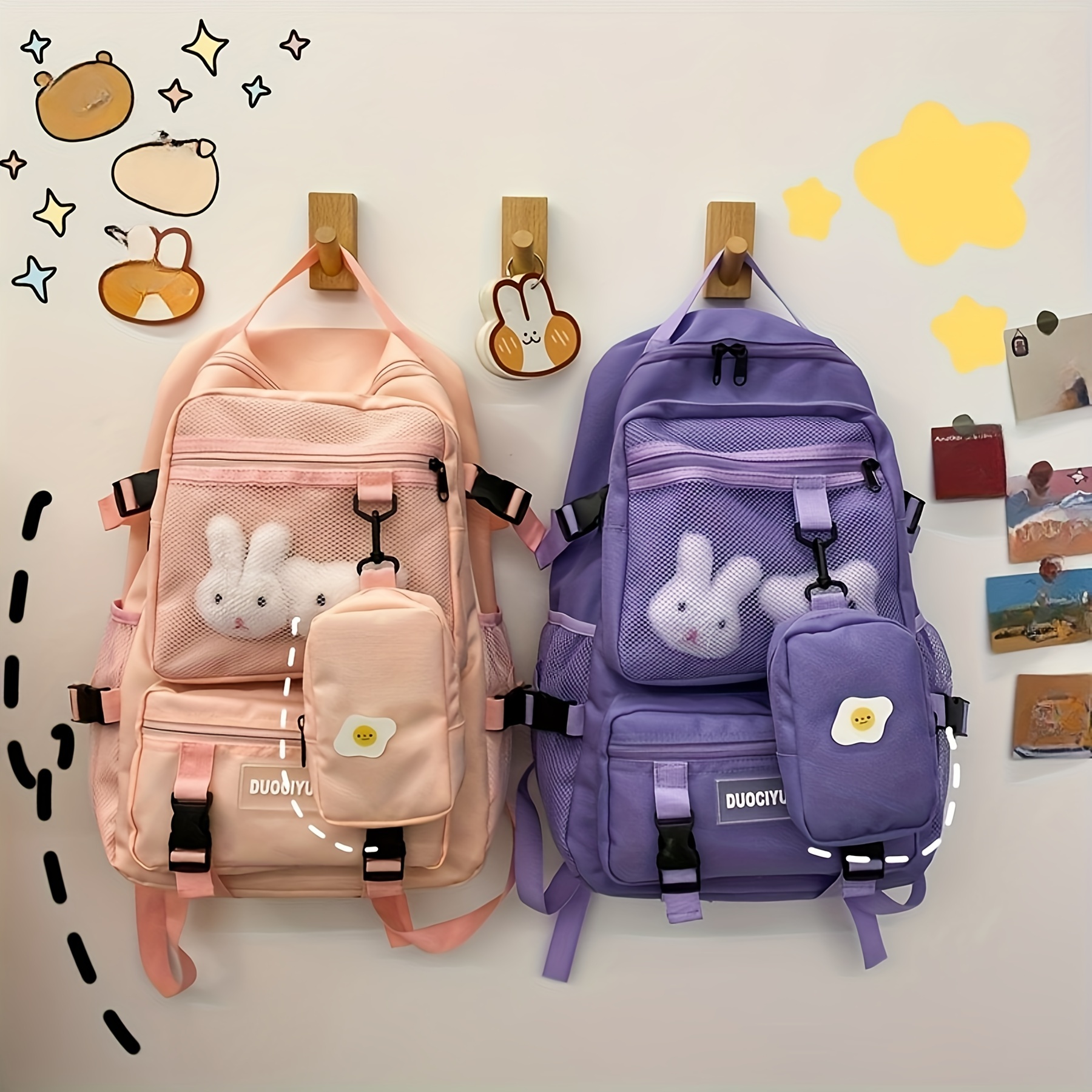 Kawaii Cute Cartoon Duck Backpack, Preppy Back To School Daypack, Casual  Travel Knapsack For Students Teens Girls - Temu