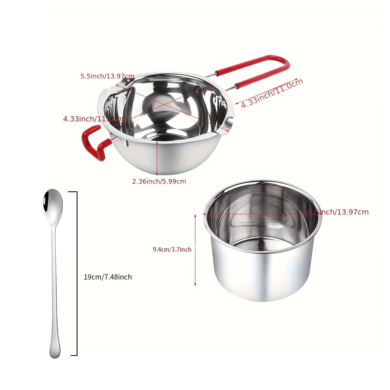 3pcs Food Grade Stainless Steel Melting Pot Set, Include Pot, Bucket And  Spoon, Chocolate Melting Pot, Soap Candle Candy Making Kit, Butter, Cheese,  C