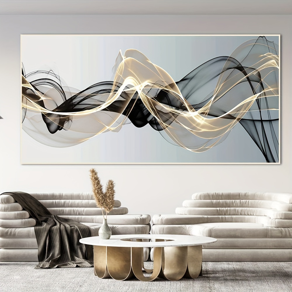 

1pc Modern Luxury Canvas Print Poster, Abstract Floating Black Golden Mesh Canvas Wall Art, Artwork Wall Painting For Bathroom Bedroom Office Living Room Wall Decor, Home Decoration, No Frame