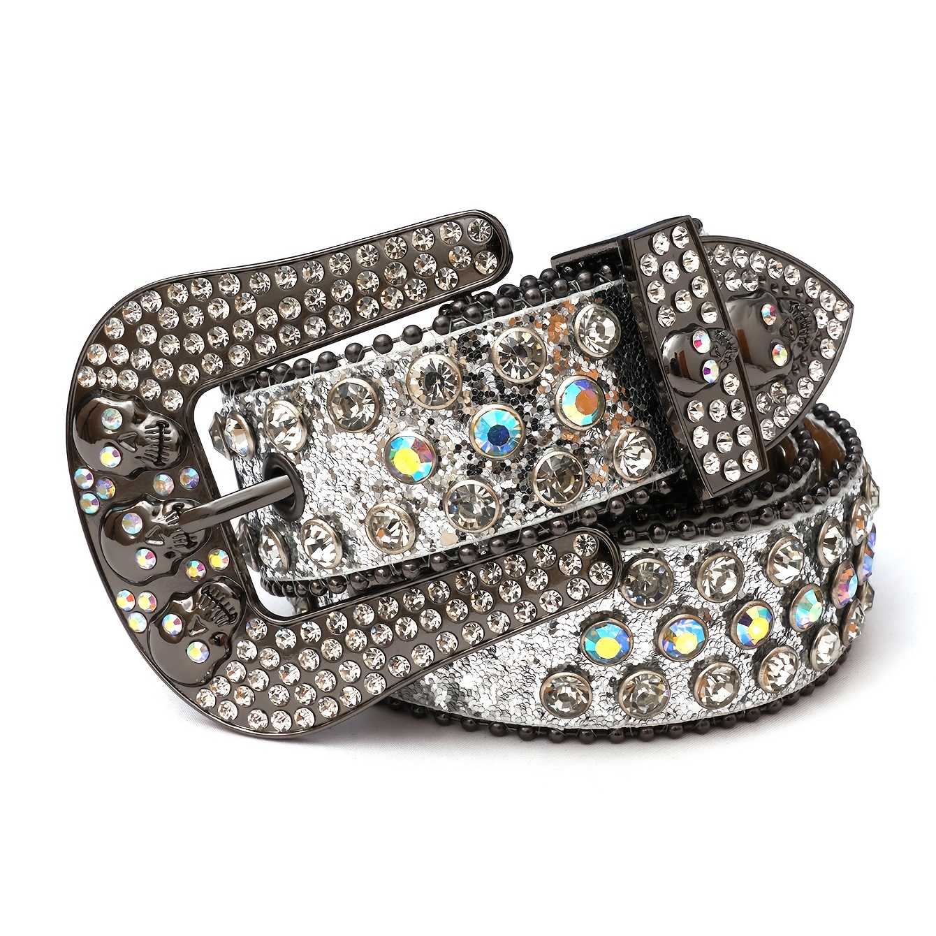 Rivet Belt Rhinestones Belt Men Women's Diamond Studded Belt