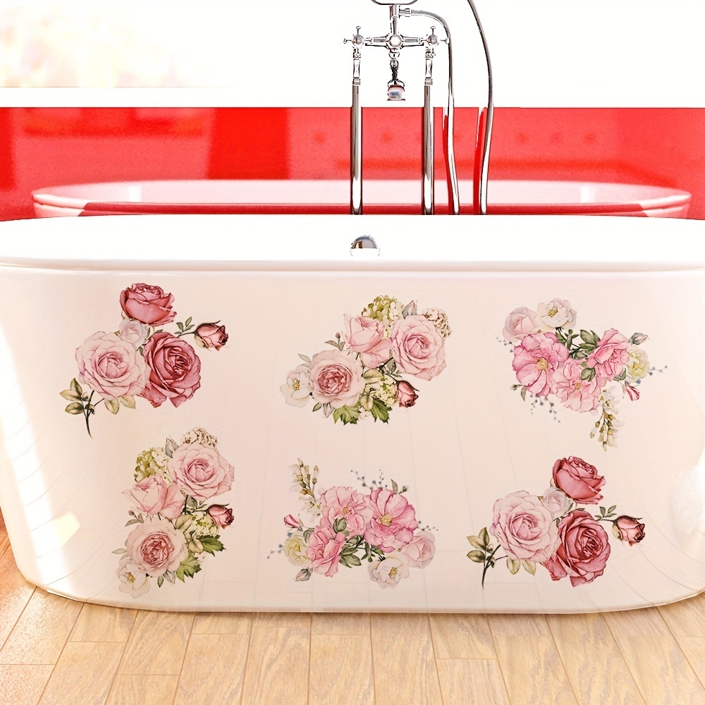 Flamingo Bathtub Appliques, Anti Slip Petal Pattern Bathtub