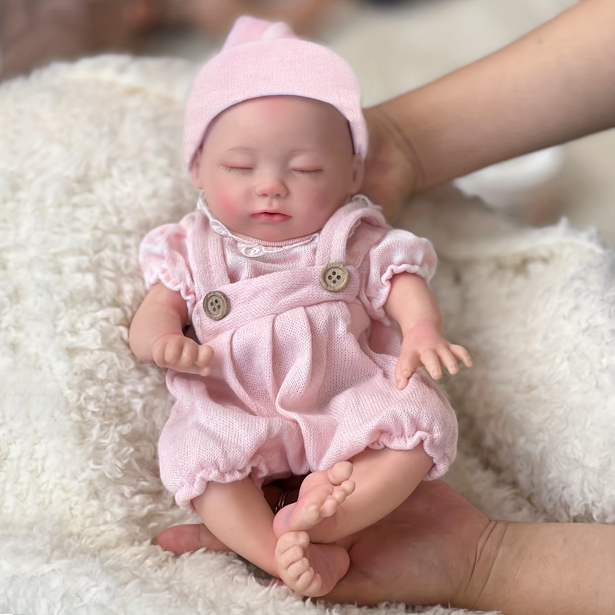 33CM Full Body Solid Silicone Girl Baby Reborn Doll Painted Real