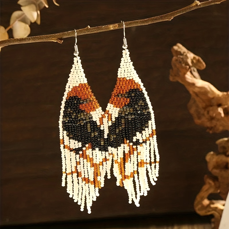 Bohemian Style Flower Magpie Lucky Bird Pattern Rice Bead - Temu