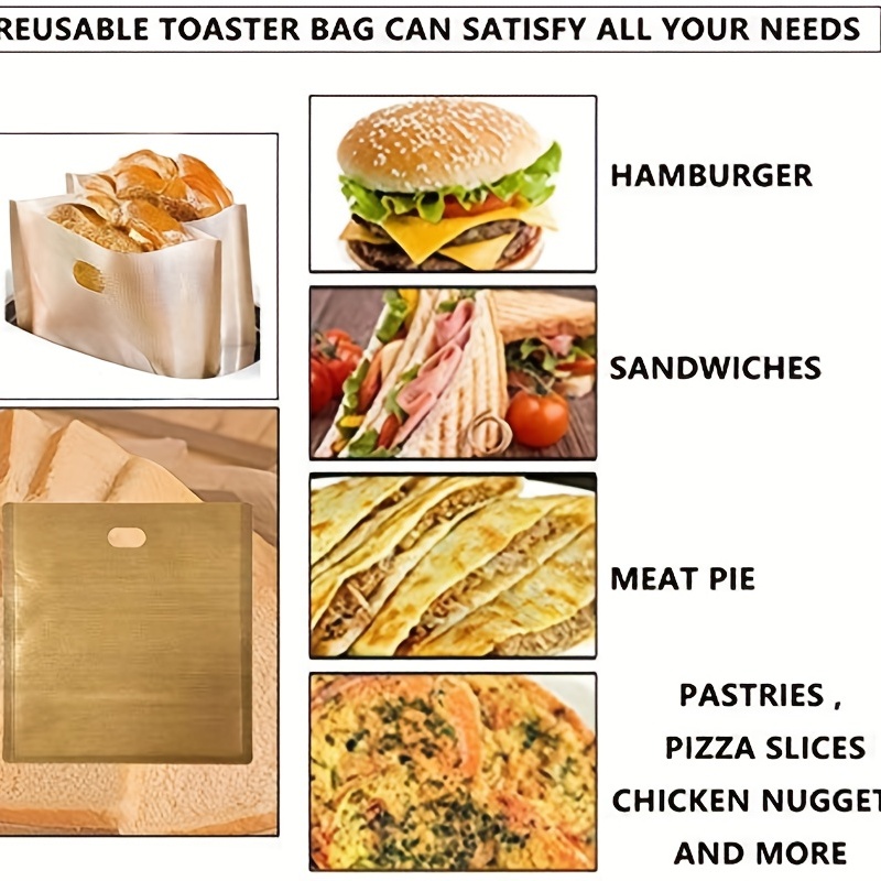 2PCS Non-stick reusable toaster bag - Toaster sandwich bag Grilled