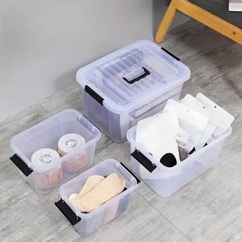 5 4 3pcs Clear Waterproof Storage Bins With White Lid Stackable Storage  Boxes For Make Up Items Medicine Clothes Blankets Dustproof Organizer For  Closet Bathroom Bedroom Home Dorm