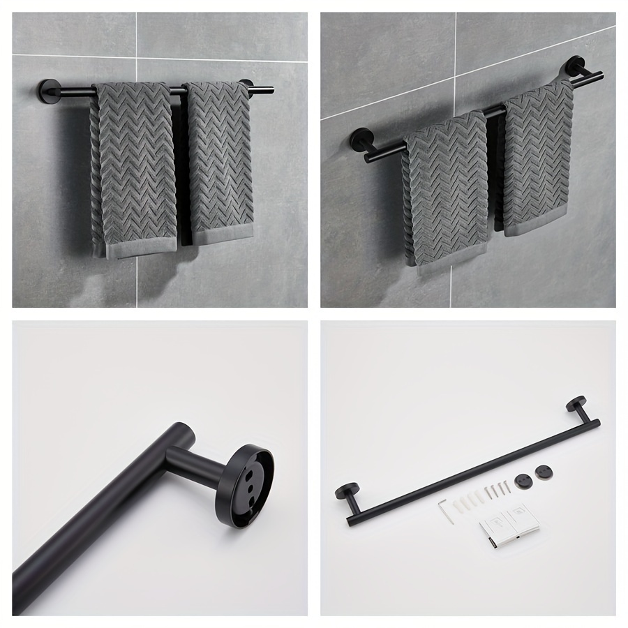 TNOMS Juego de accesorios de baño de 4 piezas, toallero, toallero, gancho  para bata, soporte para papel higiénico, acero inoxidable, Q8-P4BR