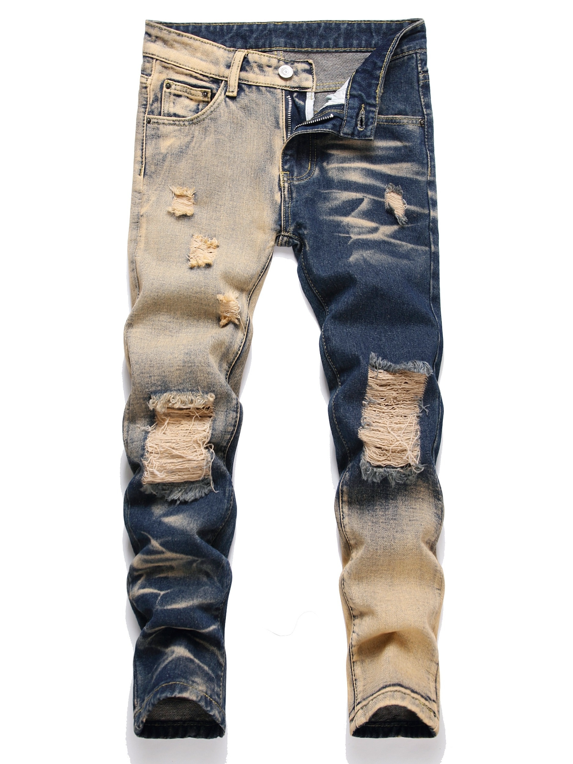 Kid's Color Gradient Ripped Jeans Denim Pants Pockets Boy's - Temu Canada