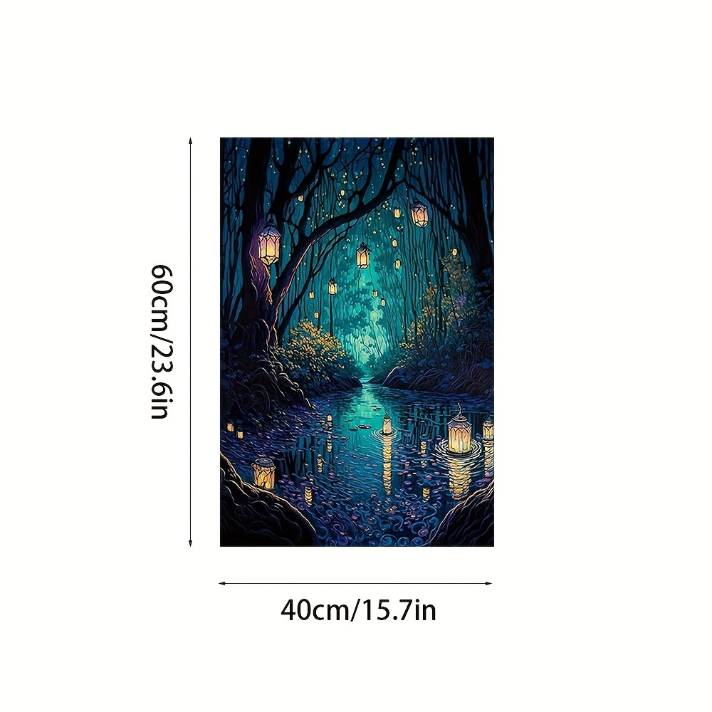  Yuaruo Halloween Fantasy Forest Canvas Wall Art, Magic Cool  Lanterns on Trees Blue Poster for Room Aesthetic, Fairy Wonderland Dark  Night Fireflies River Picture Print Decor 12x16in Unframed: Mixed Media