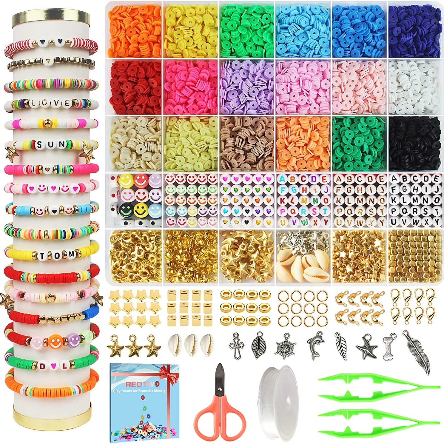 5100 Clay Beads Bracelet Making Kit, Preppy Spacer Flat Beads For Jewelry  Making, Polymer Heishi Beads With Charms And Elastic String For Girls Crafts