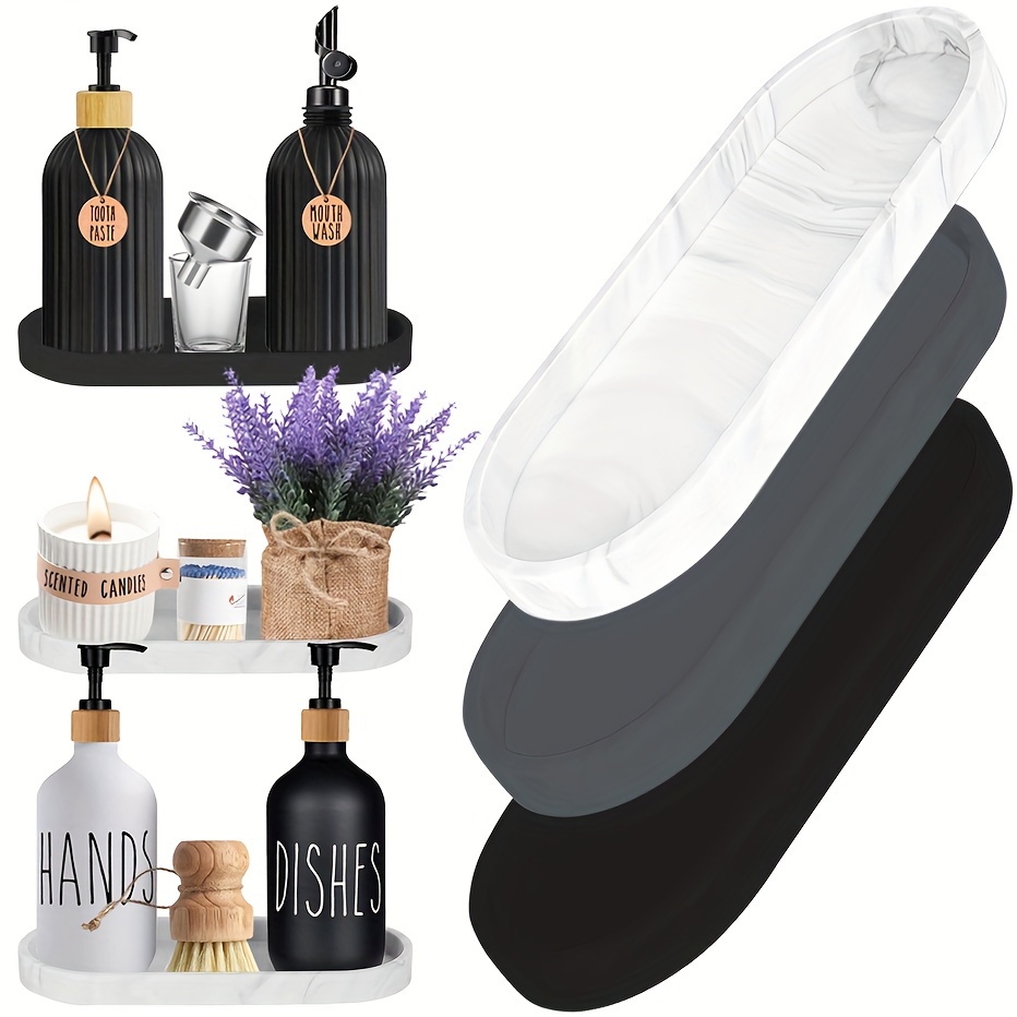 Vanity Tray Countertop Soap Dispenser Tray Silicone Tray For - Temu