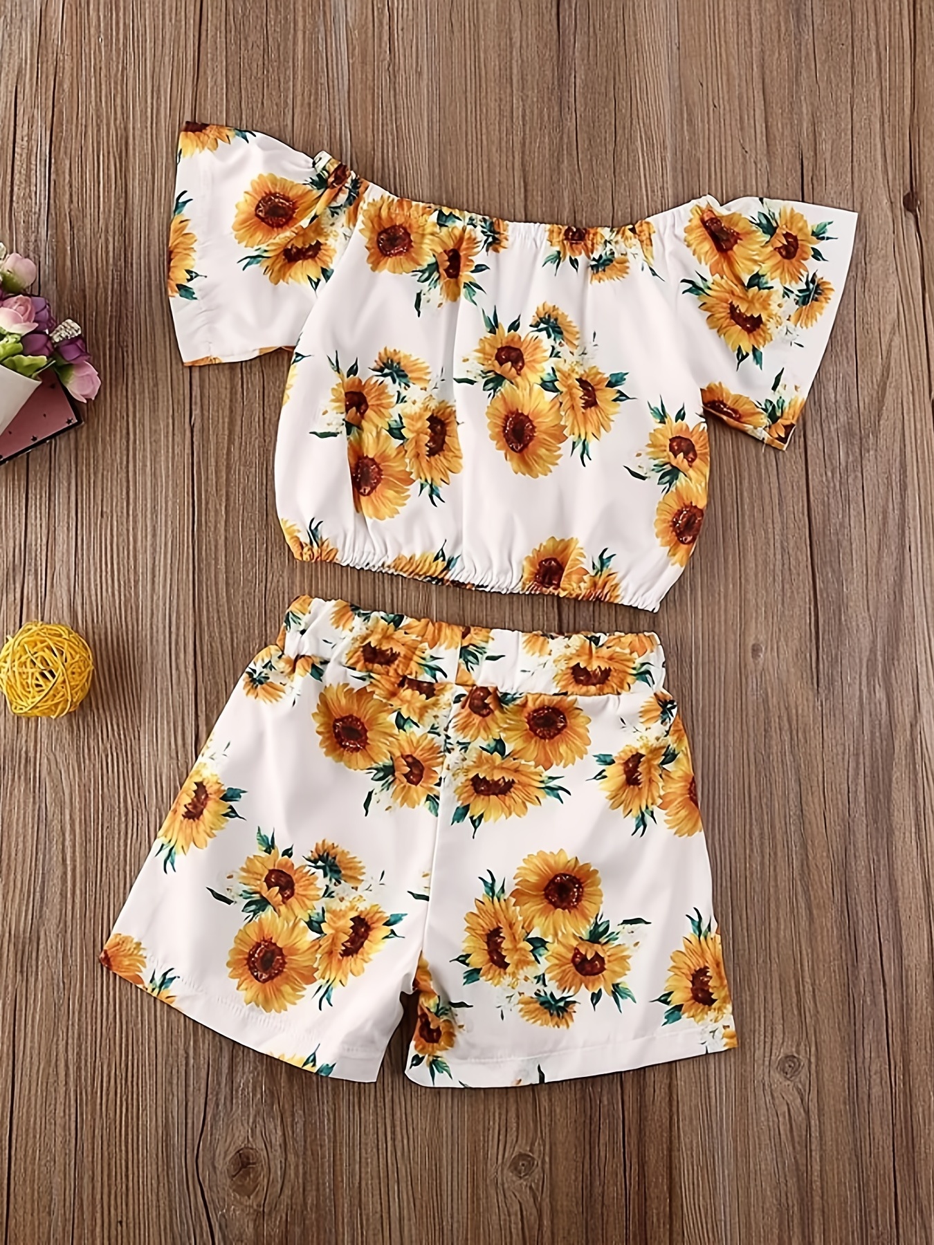 Baby Girls Cute Floral Graphic Print Short Sleeve Top Shorts - Temu Canada