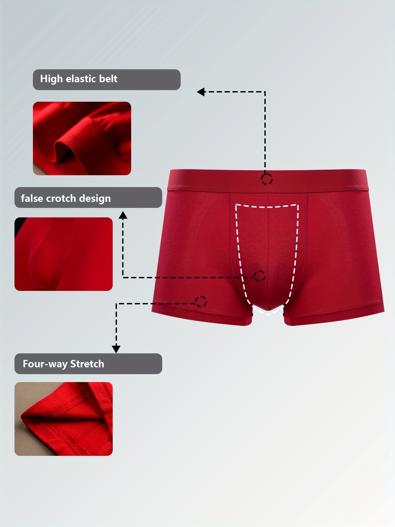 Men's Simple Solid Color Boxer Briefs Underwear - Temu
