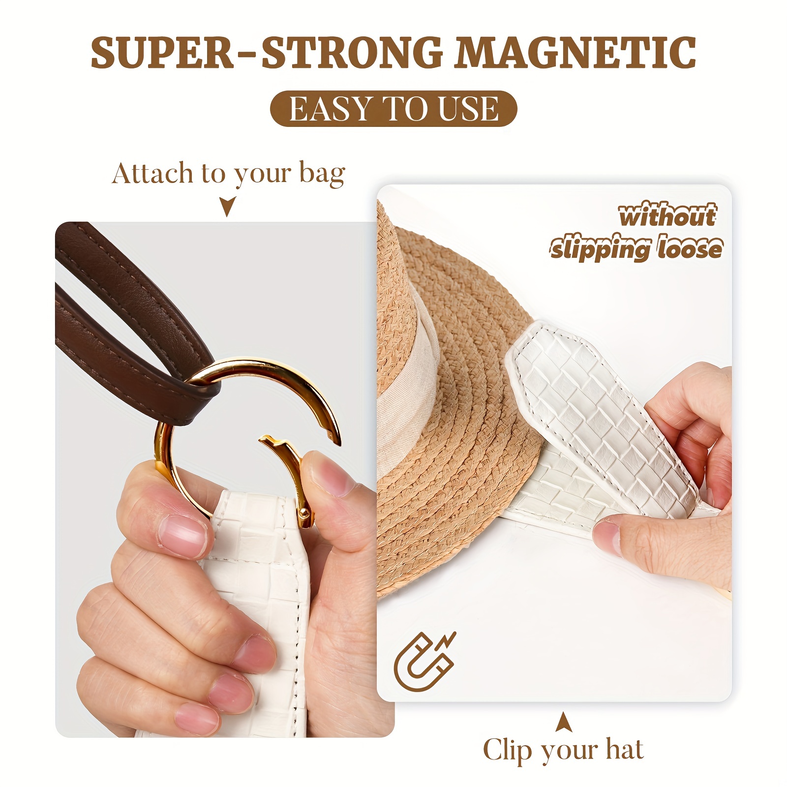 Super Magnetic Hat Clip Portable Pu Leather Hat Clips - Temu