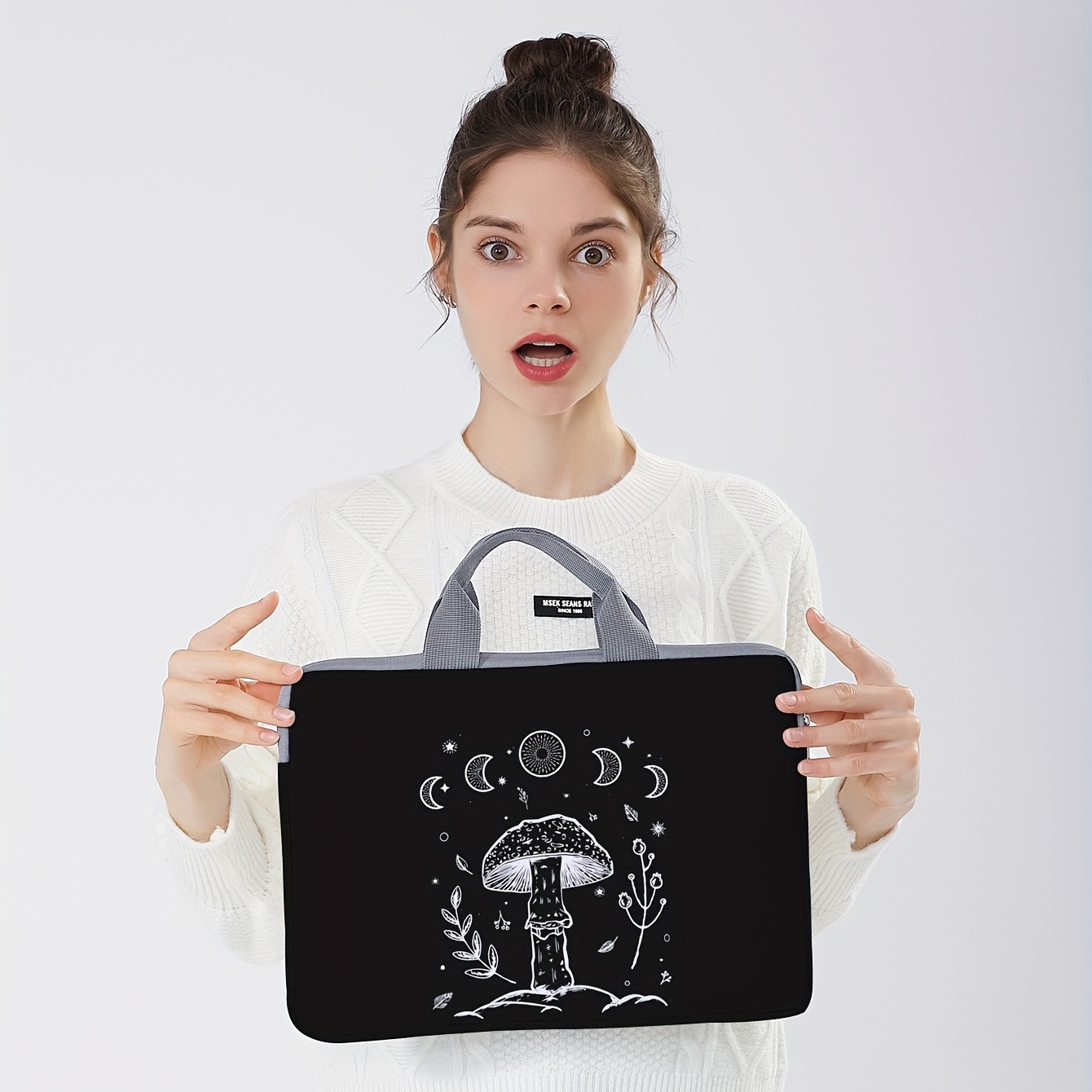 Smile Face Print Laptop Bag Simple Briefcase Laptop - Temu