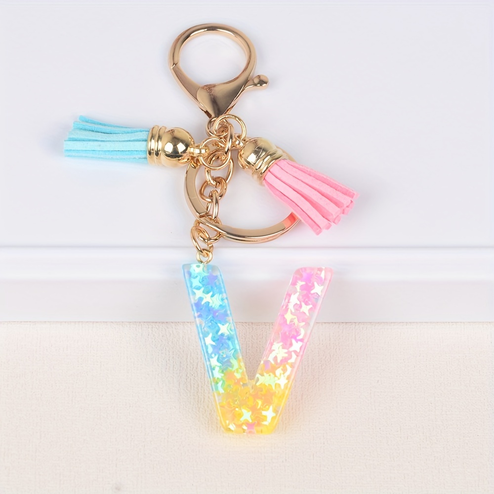 1pc Initial Letter Keychain Resin Letter Keychain Pendant Backpack Purse Accessories for Girls,Temu