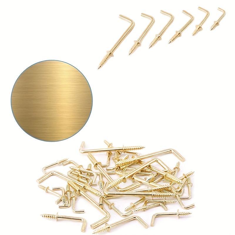 Golden Plated Brass Metal Screw in Square Hooks Kit Golden - Temu