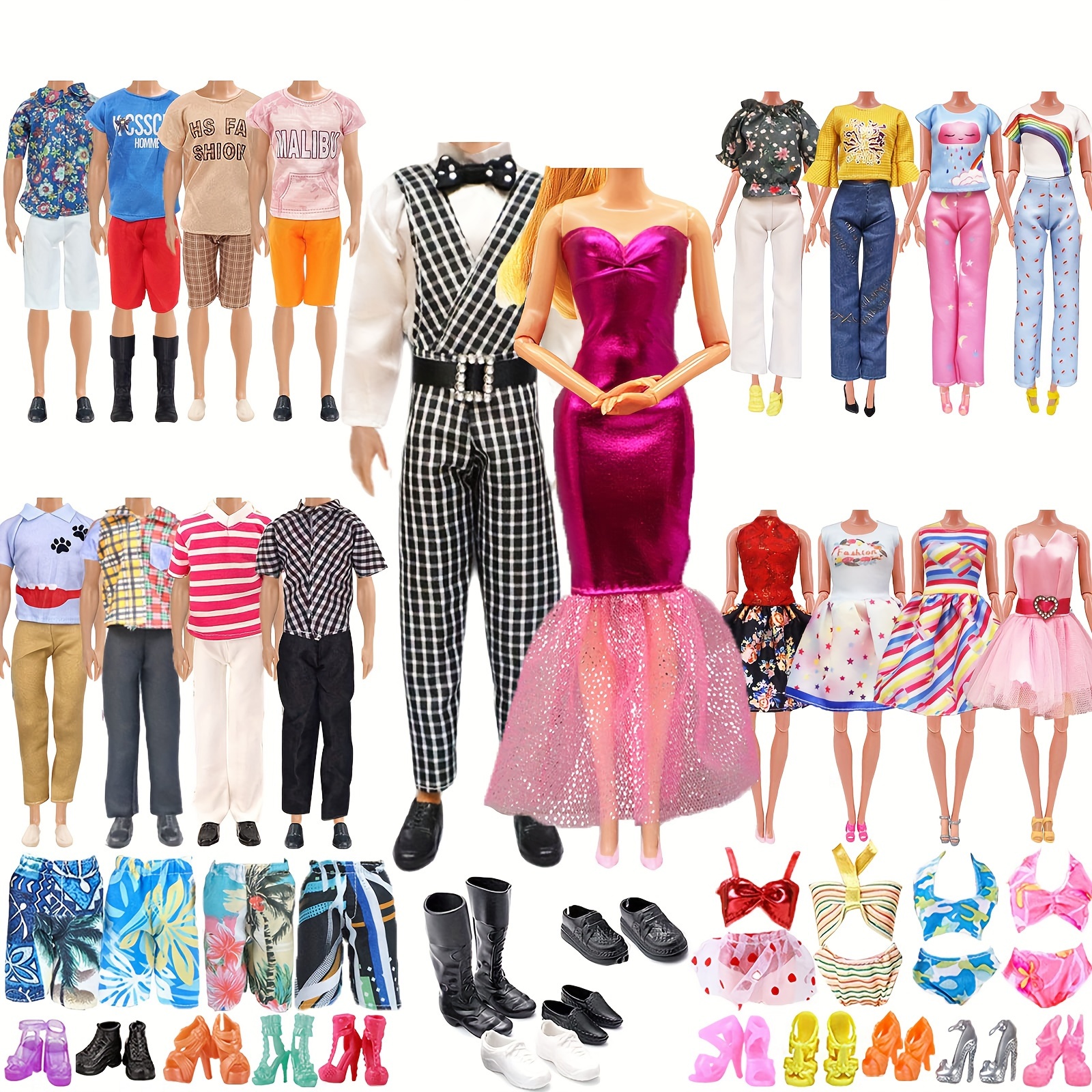 Ken Doll Clothes Shoes Fashion Daily Casual Wear Top+Pants Two-Pieces Suits  For Barbies