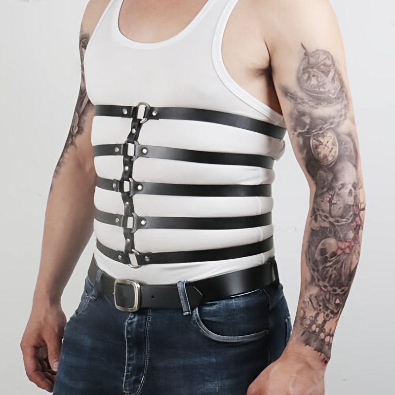 Men's Punk Rivet Faux Leather Harness