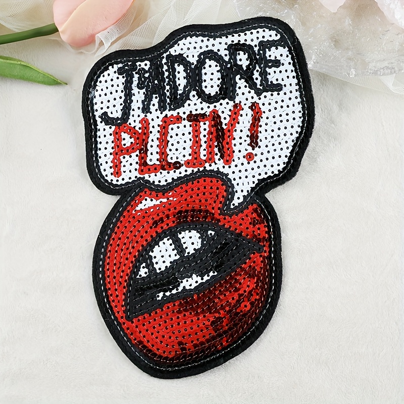 1Pcs 0-9 Sequins Red Number Patches Glitter Figure Patch Iron On
