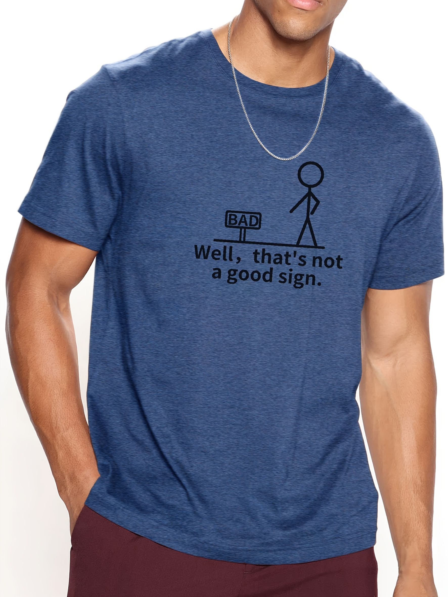 A Good Sign Print T shirt Men's Casual Street Style - Temu Canada