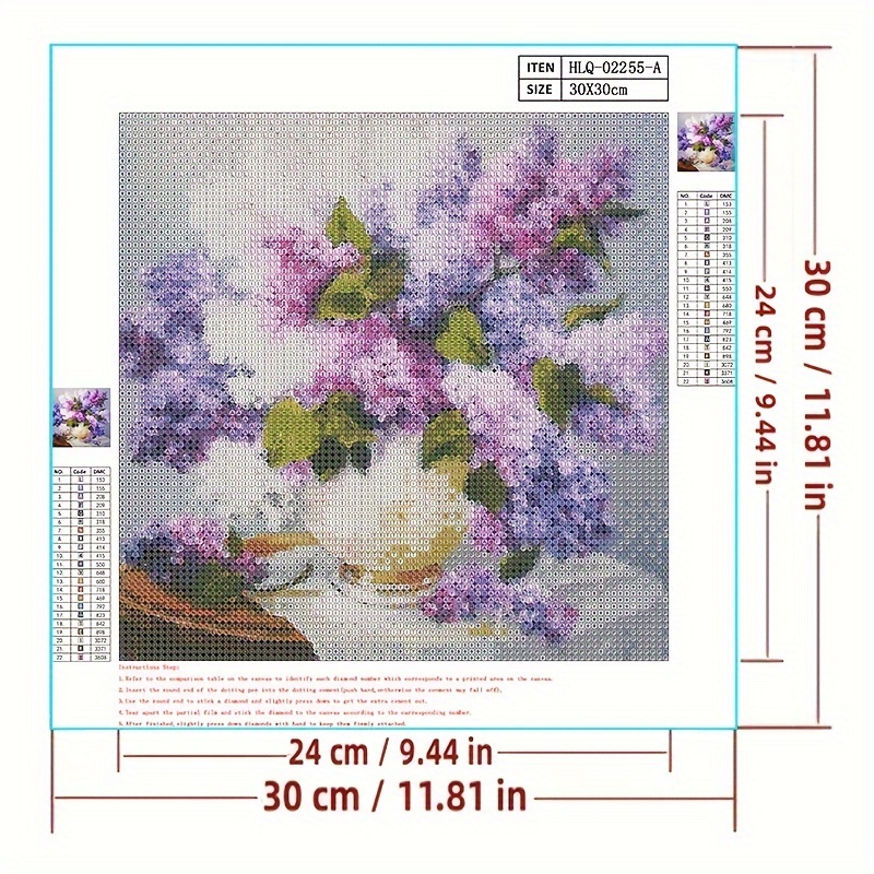 Diy Diamond Painting Cross Stitch Flower Vase Living Room - Temu