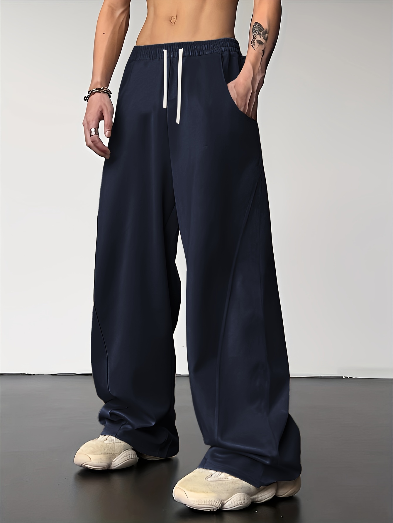 Pantalon de survêtement baggy pour homme, pantalon de jogging, streetwear  hip hop, longueur de rinçage, coton