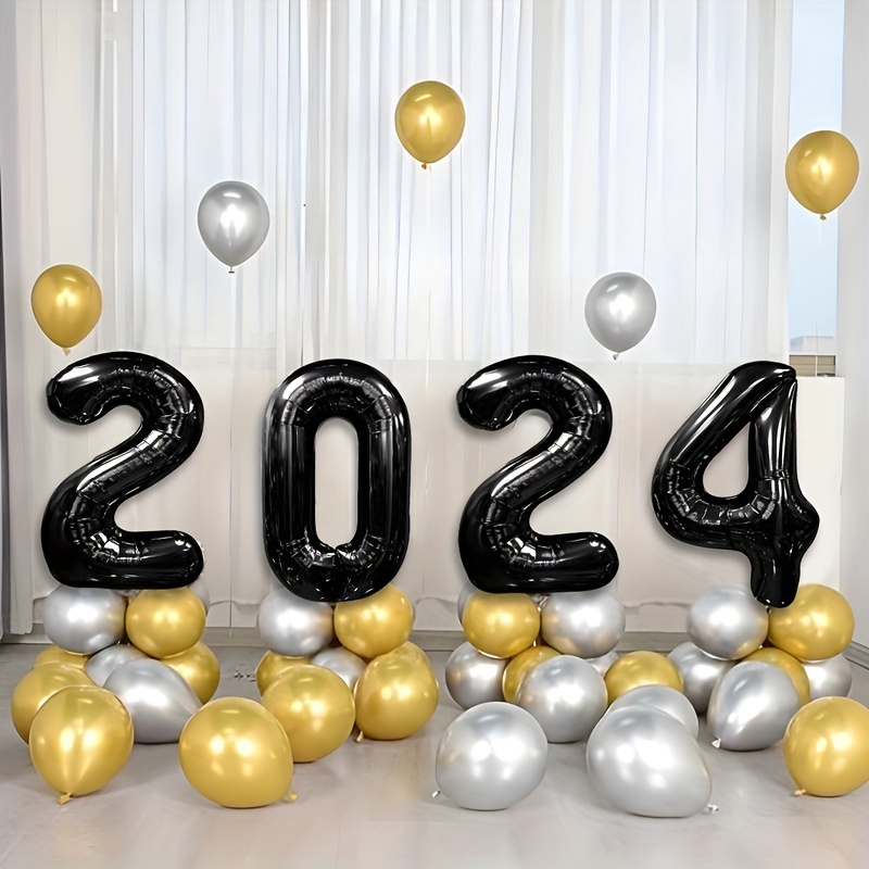 Golden 2024 Number Foil Balloon Set New Year Decor - Temu