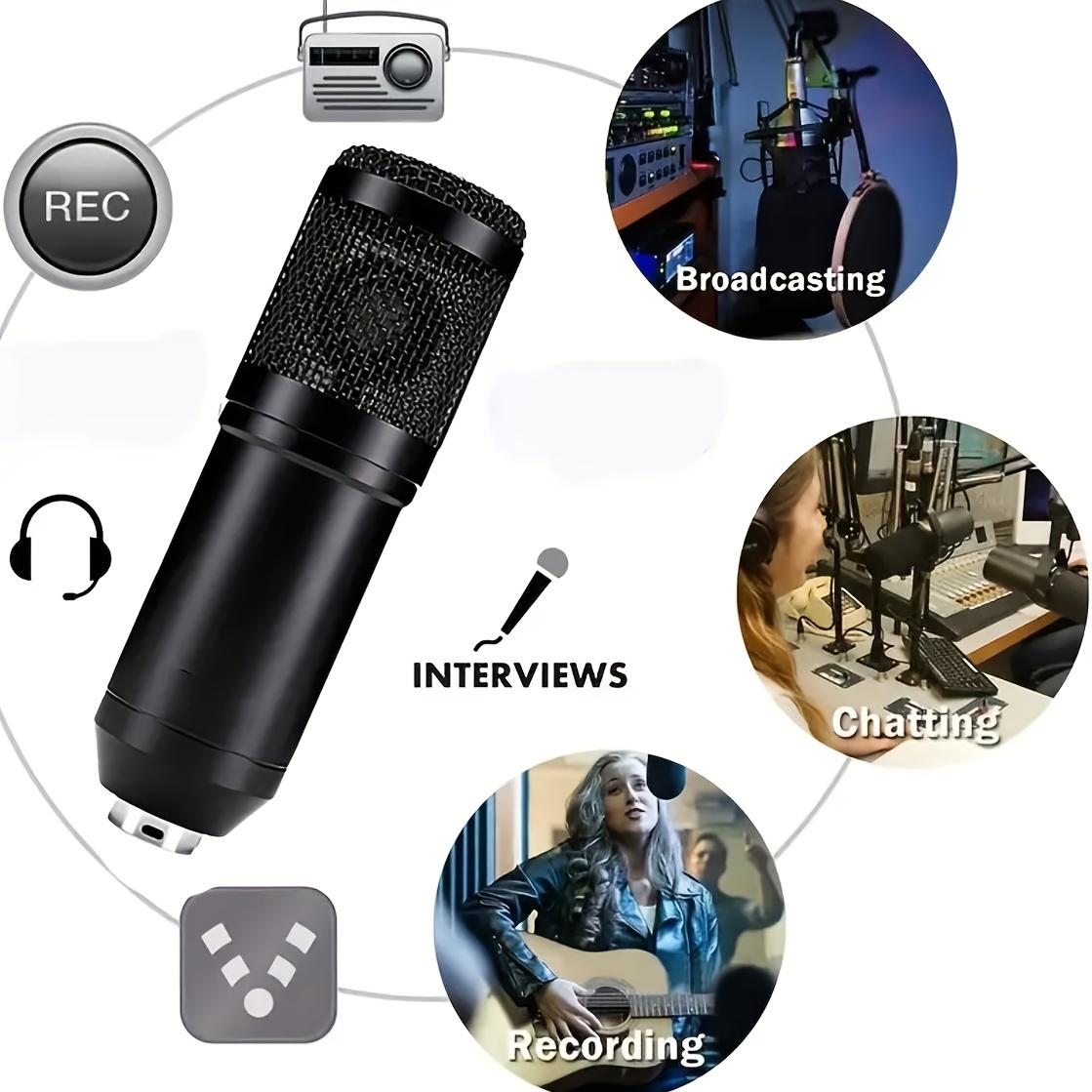 11Pcs Podcast Equipment Bundle Professional Recording Microphones