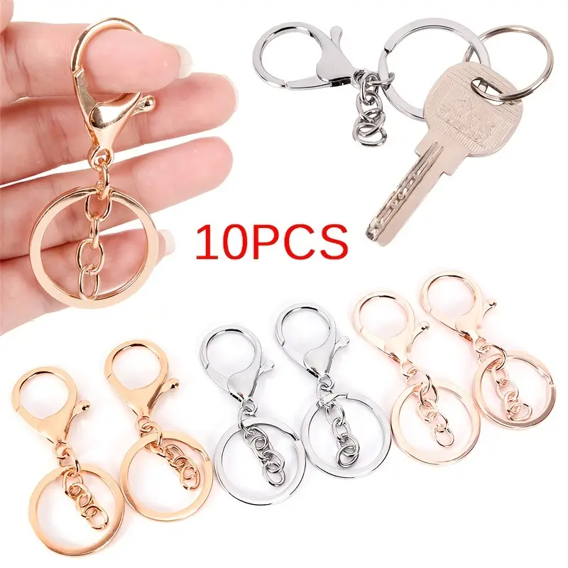 Temu 10pcs Key Chain Key Ring Lobster Claw Clasps Extension Chain, Keychain Clip Hook Snap Hooks for Faux Jewelry, Jewels Making DIY Art Craft