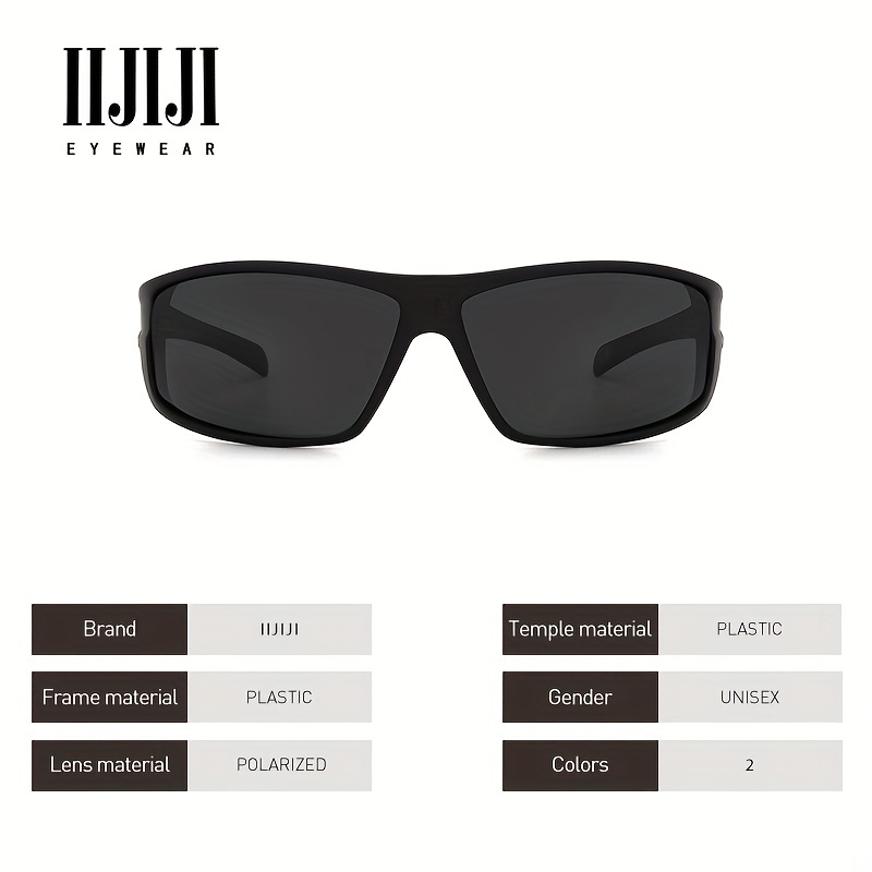 Classic Trendy Wrap Around Rectangle Polarized Sports glasses, Men Women  Running Cycling Fishing Golf Driving Goggles