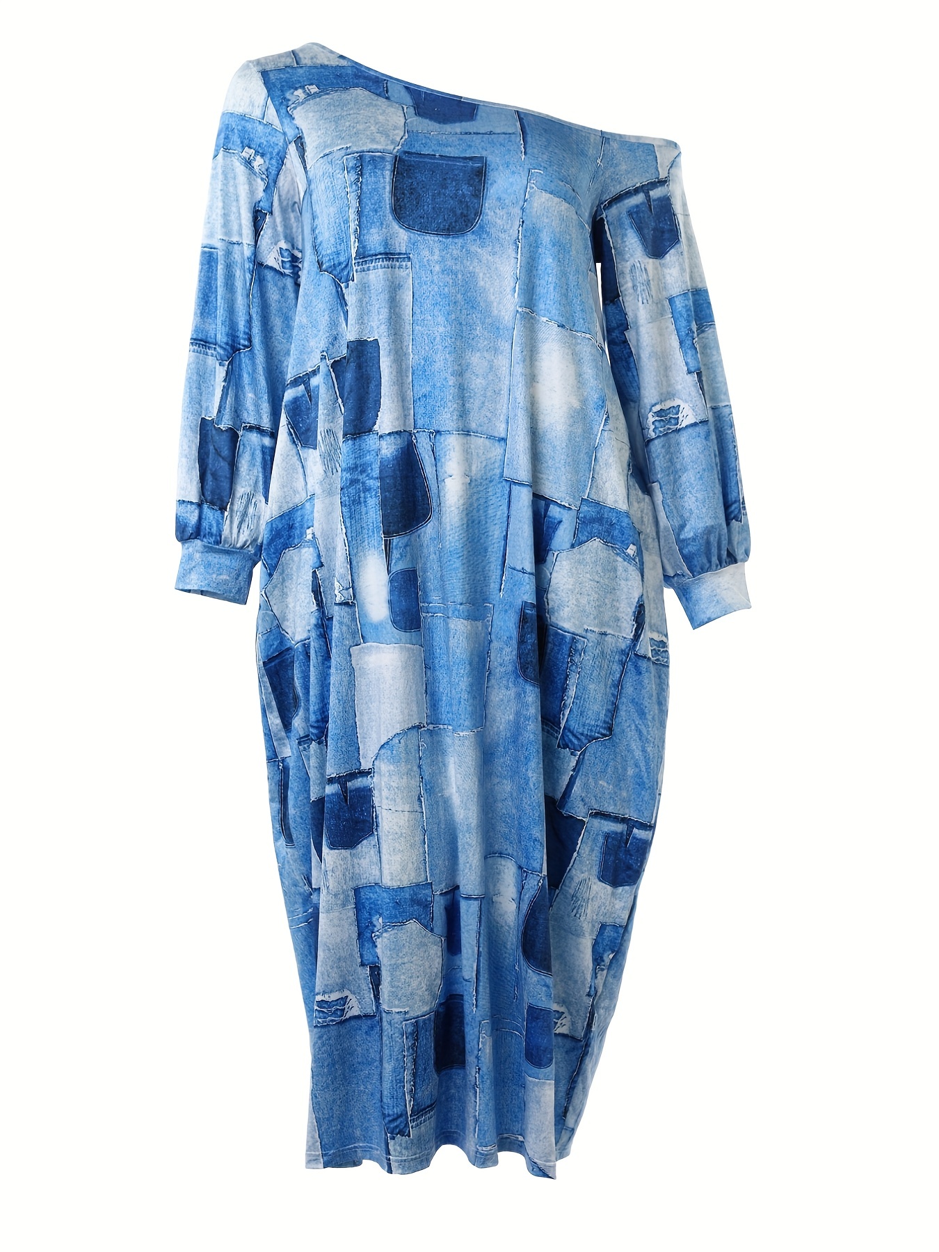 Women's Plus Size Denim Tie Maxi Dress