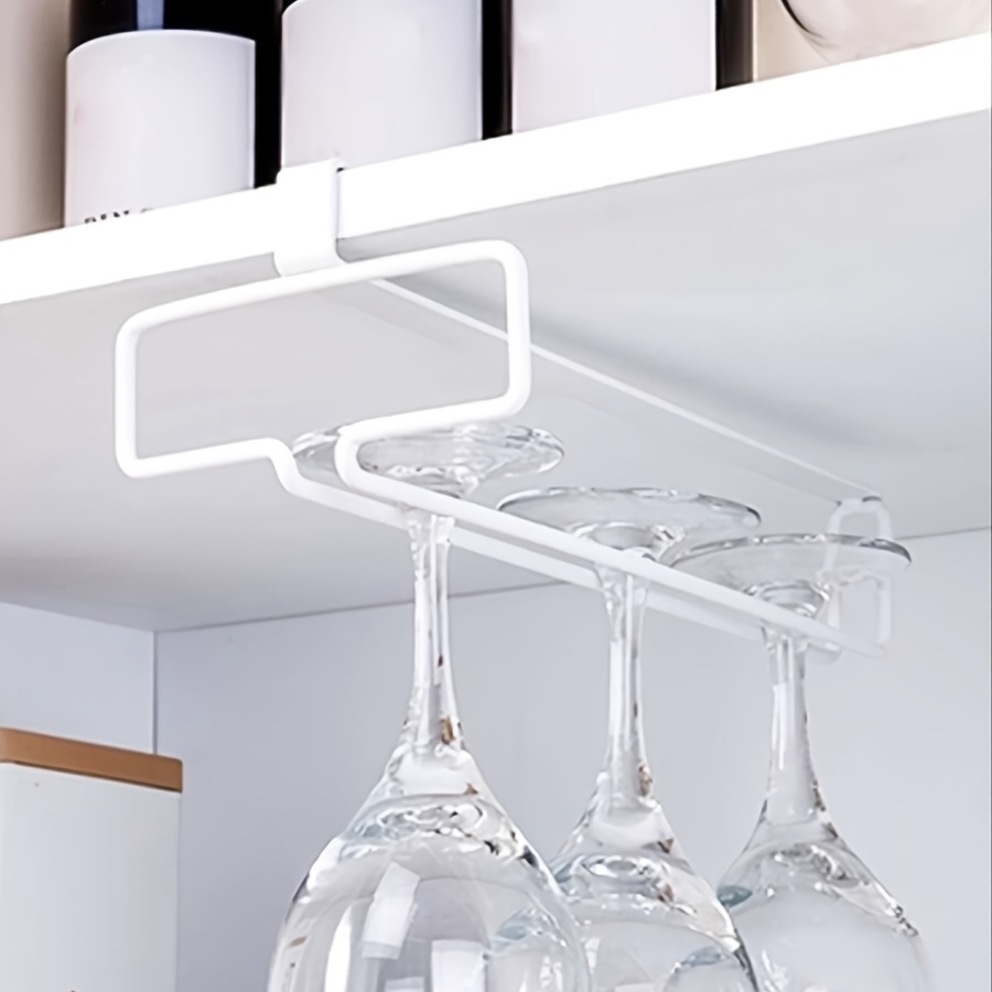 Estante colgante para copas de vino debajo del gabinete, soporte para copas  de vino, soporte de almacenamiento para gafas, organizador de metal para