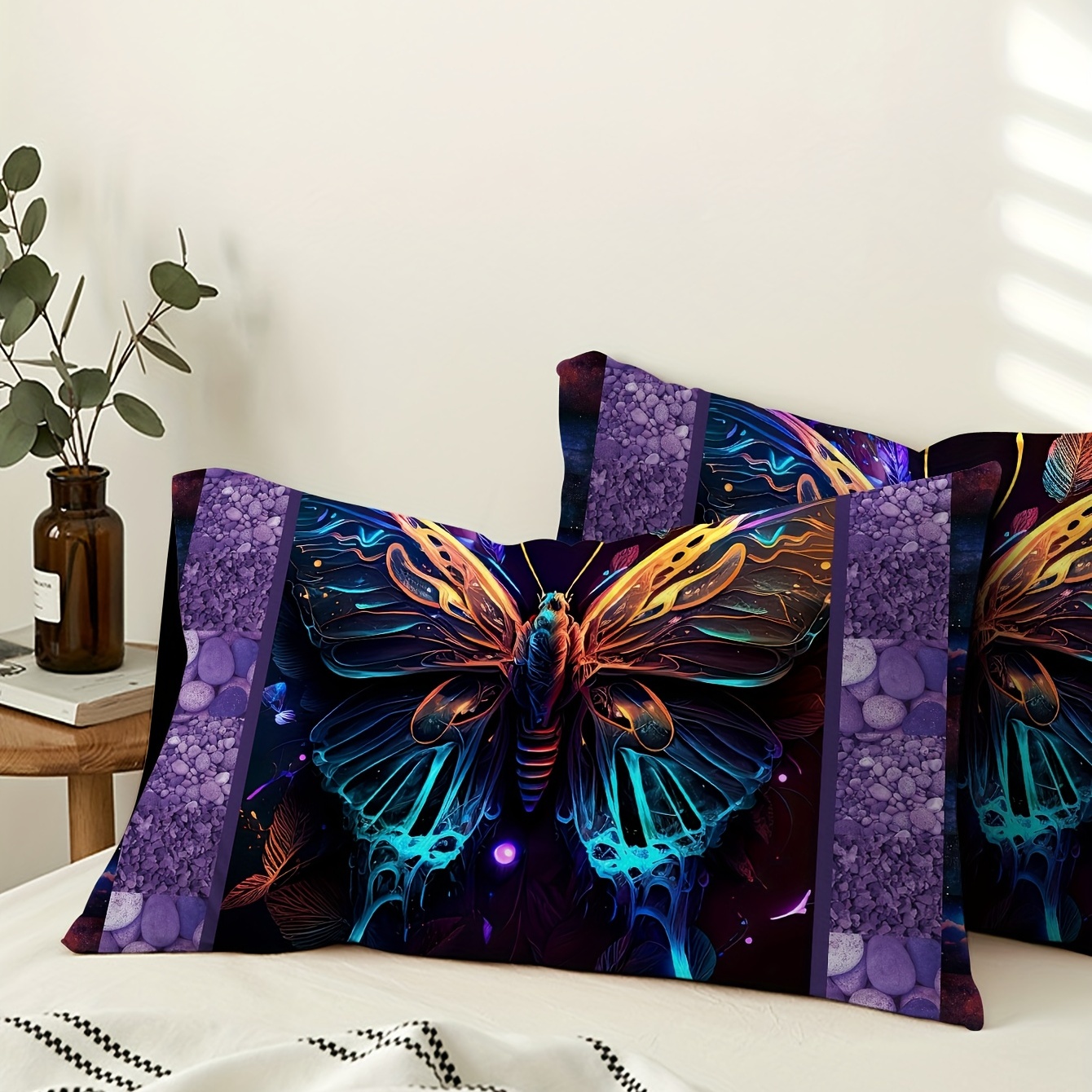 Butterfly Floral Print Pillowcase Without Filler Soft - Temu