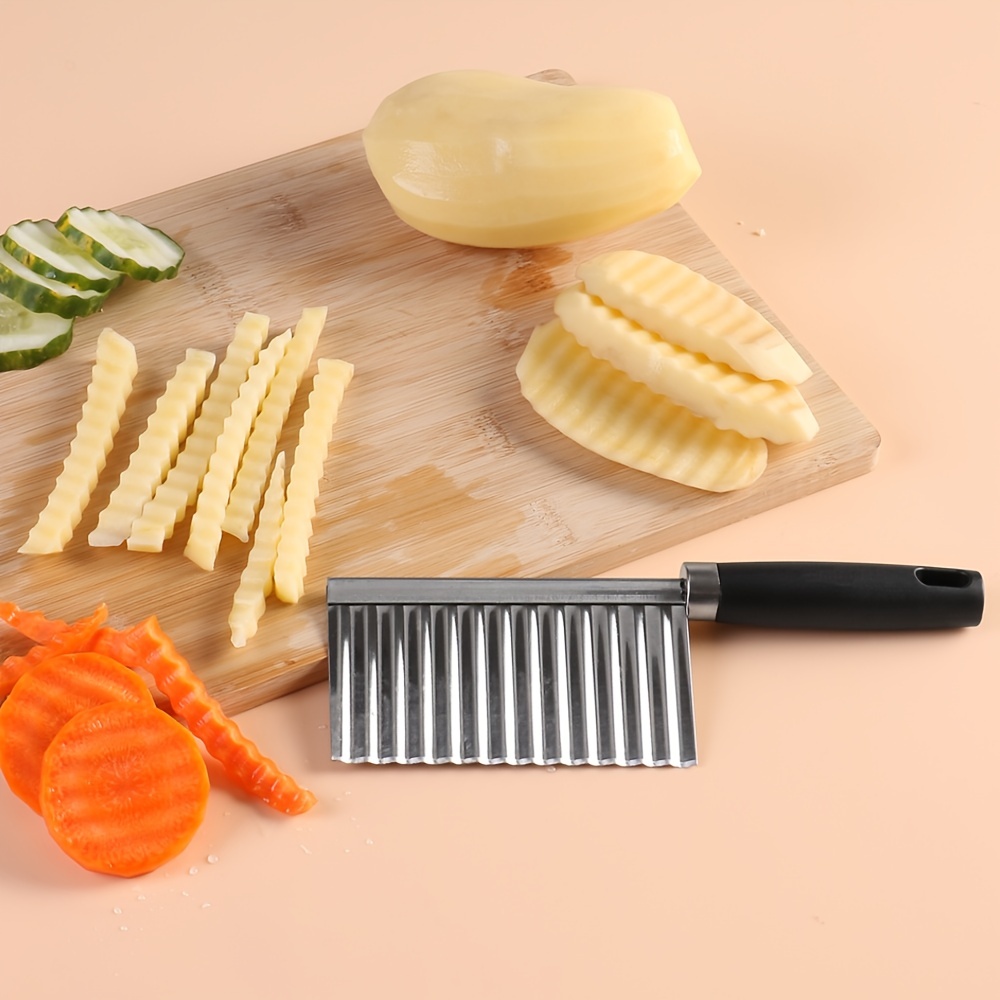 GOWA Crinkle Potato Cutter - Stainless Steel French Fries Slicer Handheld  Chipper Chopper Potato Carrot Chopping Knife Home