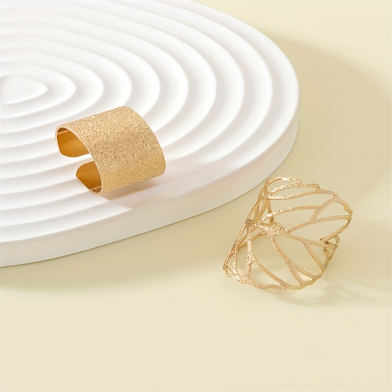 Set of 2 Layered Leaf Vein Rings