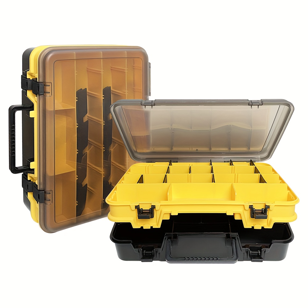 1pc Yellow Double Layered Fishing Lure Box, Portable Plastic Fishing  Accessories Storage Case
