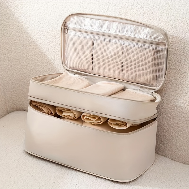 Image of Travel Underwear, Bra Storage Bag, Double-layer Multifunctional, Portable, Divided Into Dormitories, Travel , Underwear Storage Bag
