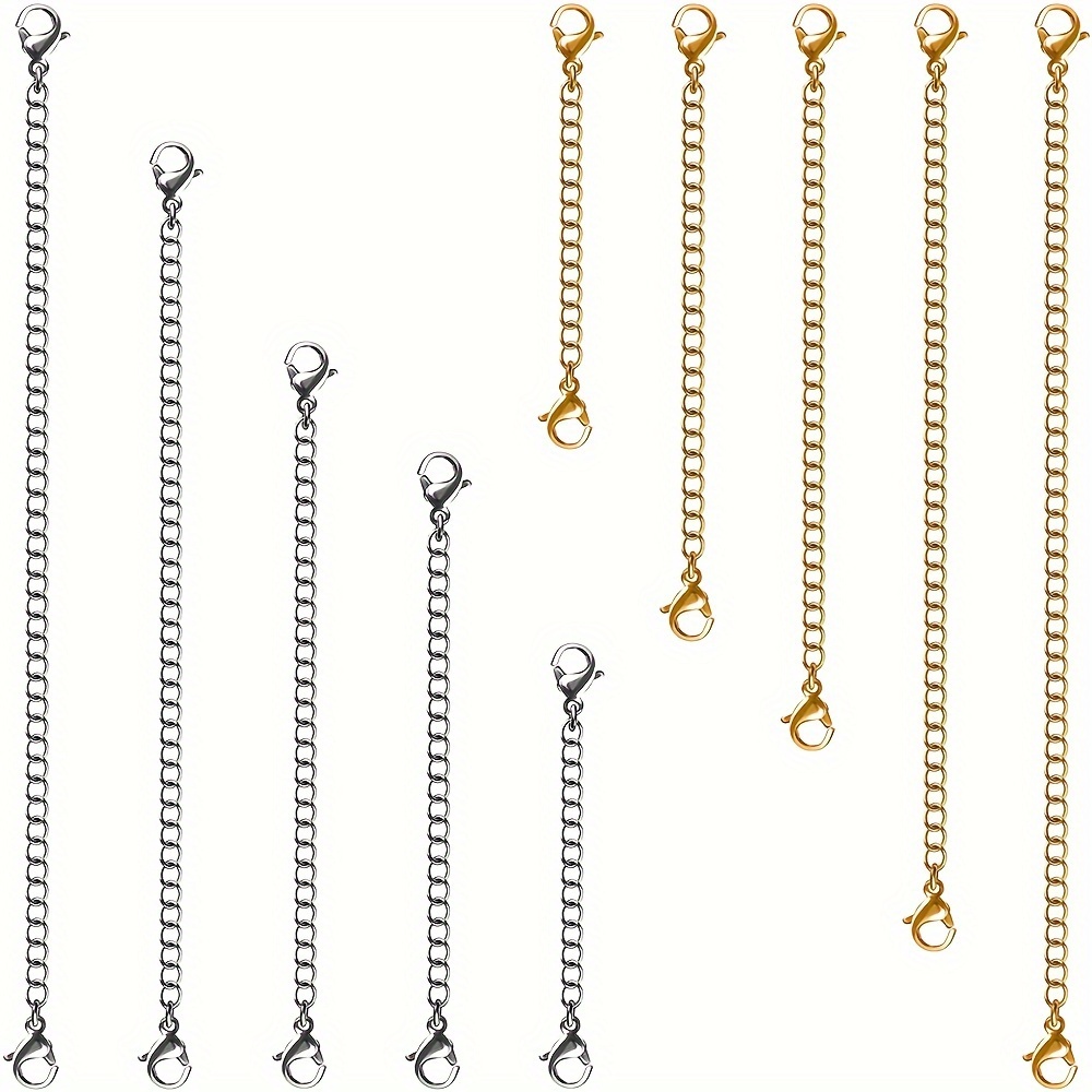 

Necklace Extender, 10pcs Golden And Silvery Necklace Bracelet Ankle Extension Chain With Lobster Clasp And Seal, For Making