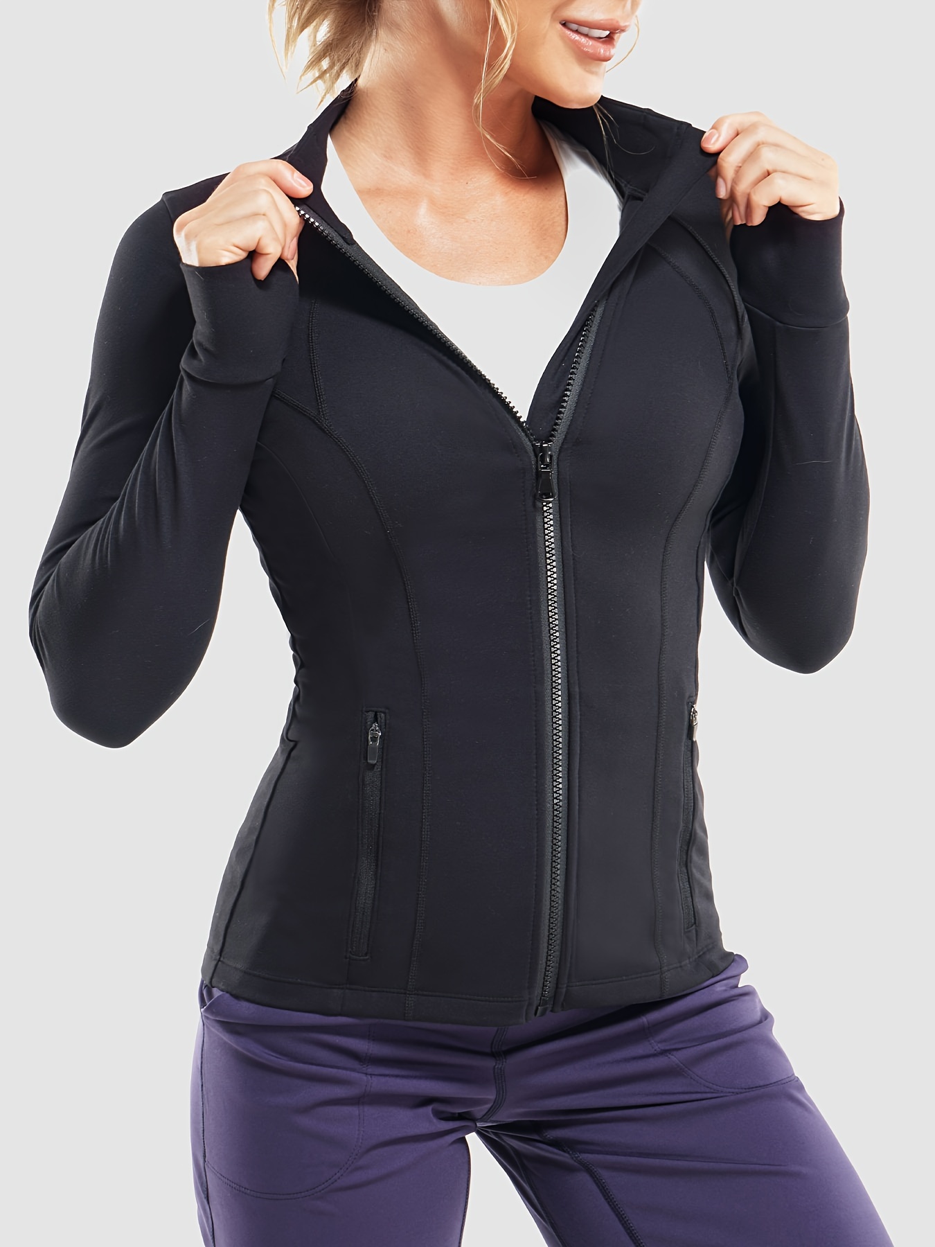 Women's Full Zip Seamless Workout Jacket, Bbl Jacket For Women