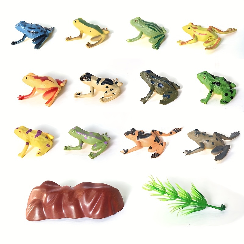 Mini Frogs 1 Grass And 1 Stone Toy Set Small Realistic Frog - Temu